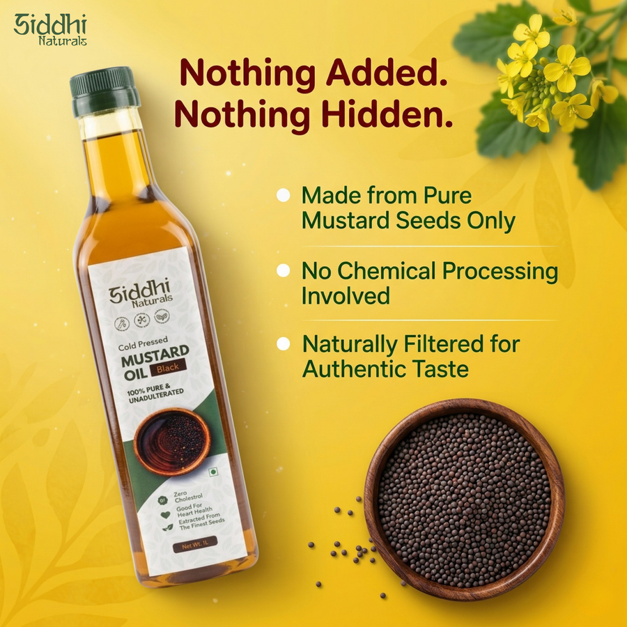 Siddhi Naturals Cold Pressed Mustard Oil - Black